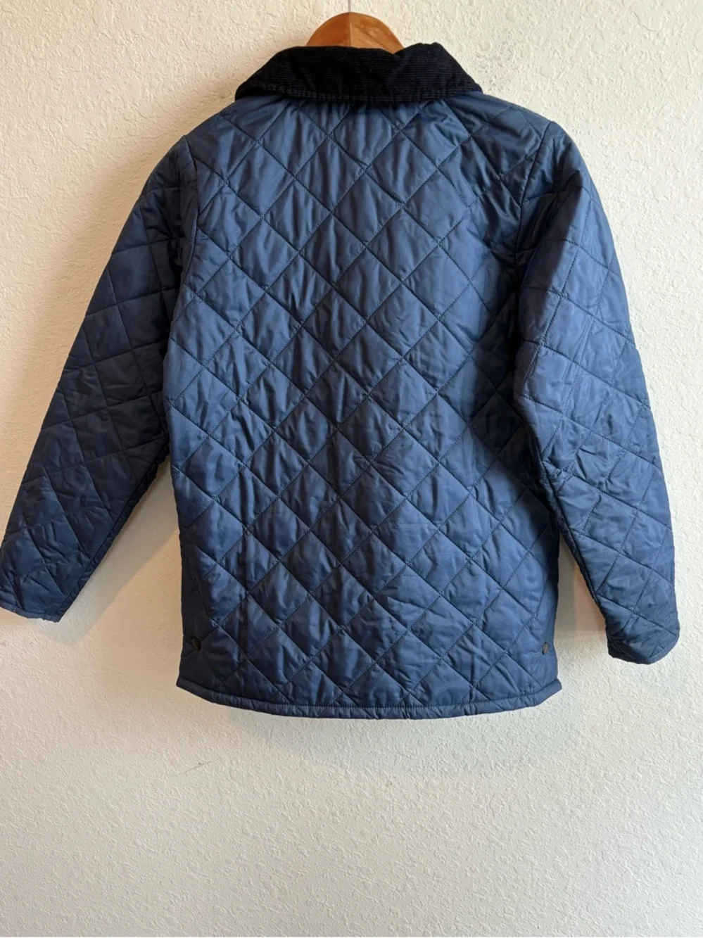 Barbour Quilted Blue Kids Unisex Jacket XL 12/13 with Contrast Collar